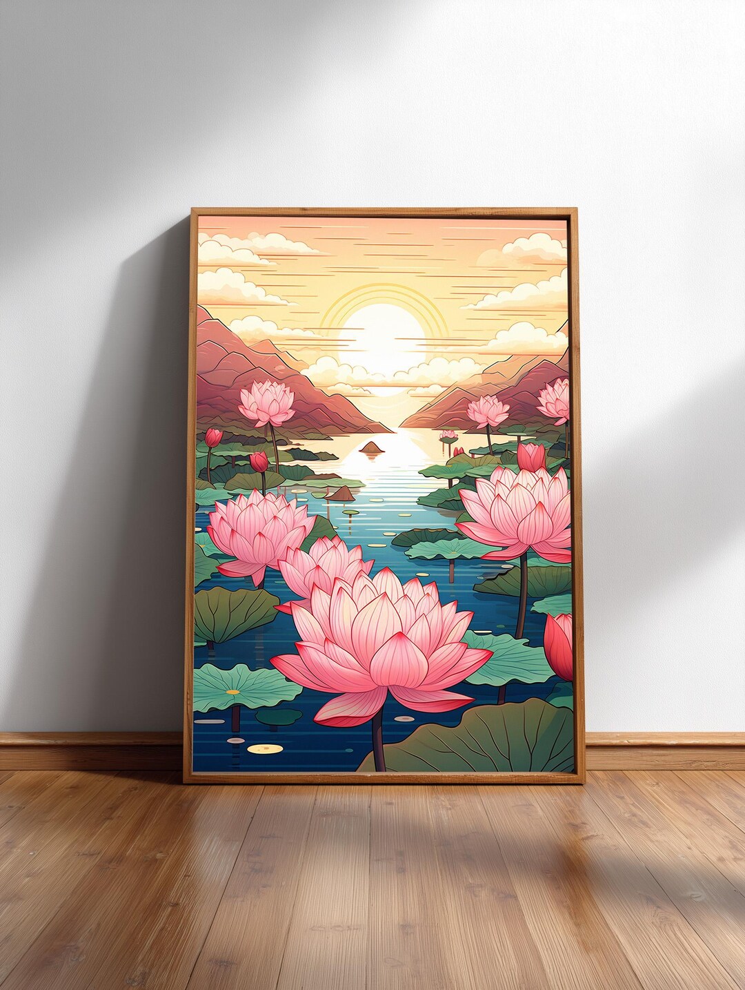 Lotus Flower Wall Art - Japanese Ukiyo-e Floral Print - Etsy