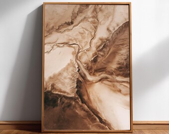 Aerial Desert Landscape Print, Earth Tone Abstract Wall Art, Digital Download