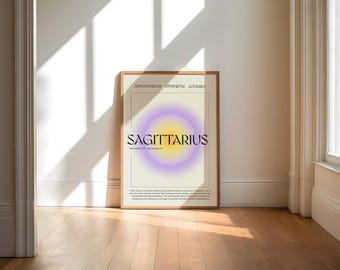 Wydruk artystyczny z aurą Strzelca | Plakat astrologiczny z gradientem Y2K