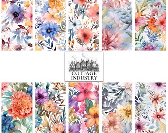 Pacchetto floreale 001 Digital Art Print Piastrelle scalabili 300 dpi Sfondi stampabili Banner Schermi telefonici Sito Web Wallpaper Cute New Aesthetic