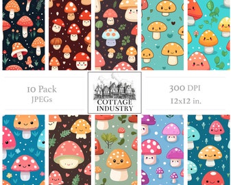 Mushroom Bundle 005 Digital Art Download stampabile Tile scalabile 300dpi Sfondo schermo Sito web jpeg Wallpaper Nuova natura Estetica Jpeg