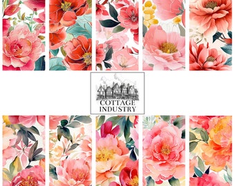 Pacchetto floreale 009 Digital Art Print Piastrella scalabile 300 dpi Stampabile Fiore rosso rosa Sfondi per schermo Sito Web Wallpaper Cute New Aesthetic