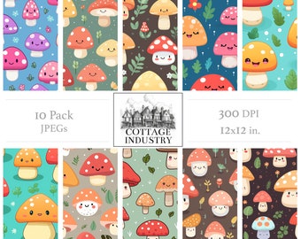 Mushroom Bundle 006 Digital Art Download stampabile Piastrella scalabile 300dpi Sfondo Schermo Sito web jpeg Wallpaper Nuova natura Estetica Jpeg