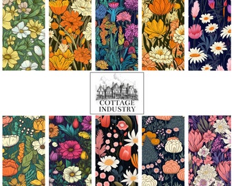 Pacchetto floreale 006 Digital Art Print Piastrella scalabile 300 dpi Sfondi stampabili Banner Schermi telefonici Sito Web Wallpaper Cute New Aesthetic