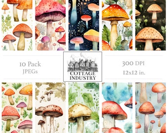 Mushroom Bundle 001 Digital Art Download stampabile Tile scalabile 300dpi Sfondo schermo Sito web jpeg Wallpaper Carino Nuova estetica naturale