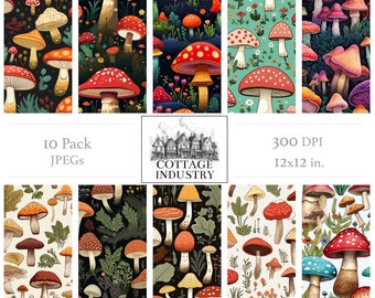 Mushroom Bundle 003 Digital Art Download stampabile Piastrella scalabile 300dpi Sfondo Schermo Sito web jpeg Wallpaper Nuova natura Estetica Jpeg