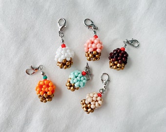 TINY CUPCAKE CHARM! Handmade mini beaded cupcake charm or keychain!