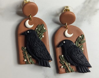 Odin's Raven Polymer Clay Earring (Commission only)
