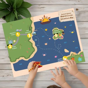 Carte personnalisée de l'envie de voyager pour les familles | Carte d'aventure Explorer pour enfants | Personnalisez jusqu'à 12 destinations