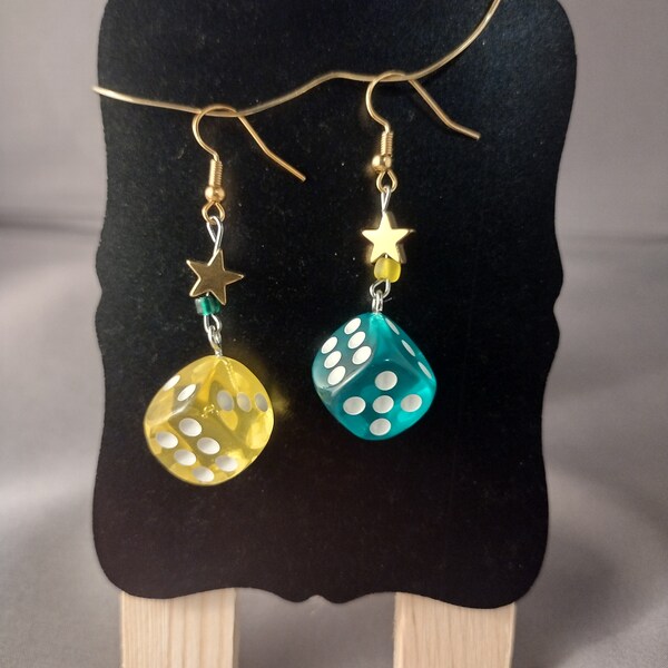 Lemon Lime Starry Dice earrings