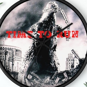 Vintage Godzilla Wall Clock, Gift for Anyone, Gift for Godzilla Movie Lovers, Gift for Him, Gift for Her, Gift for Christmas