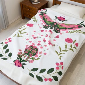 Mothra Blanket: Floral Design Velveteen Soft Blanket image 9