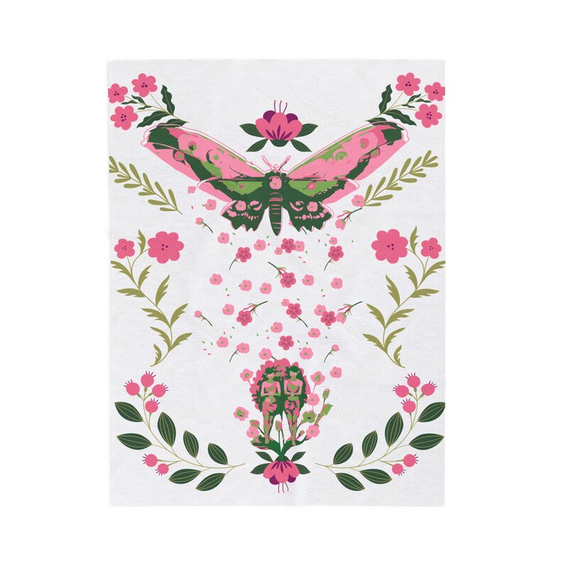 Mothra Blanket: Floral Design Velveteen Soft Blanket image 4