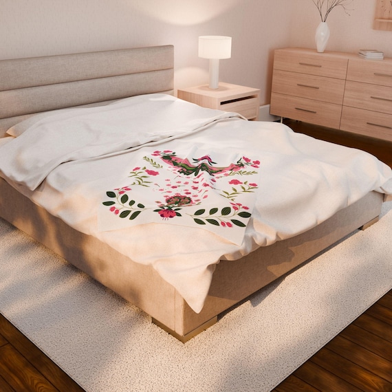 Mothra Blanket: Floral Design Velveteen Soft Blanket