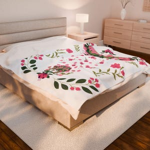 Mothra Blanket: Floral Design Velveteen Soft Blanket image 3