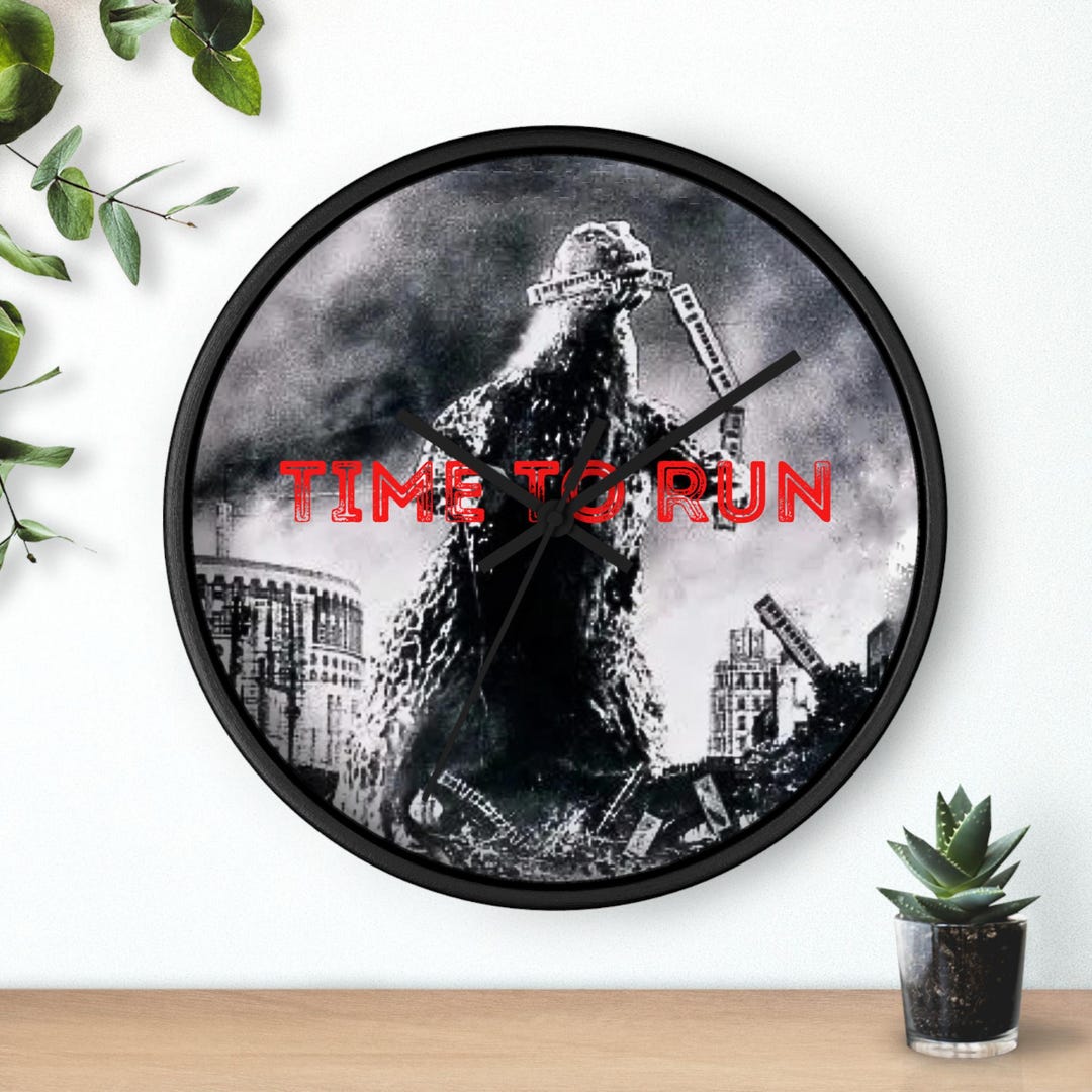 Godzilla Time to Run Wall Clock | Godzilla Lovers Decor - Etsy
