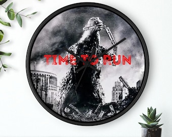 Godzilla Time To Run Wall Clock | Godzilla Lovers Decor
