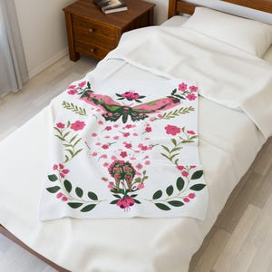 Mothra Blanket: Floral Design Velveteen Soft Blanket image 6