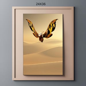 Mothra Art Print: Flying Over Desert, Godzilla Fan Gift