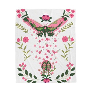 Mothra Blanket: Floral Design Velveteen Soft Blanket image 7