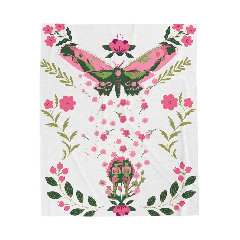 Mothra Blanket: Floral Design Velveteen Soft Blanket image 7