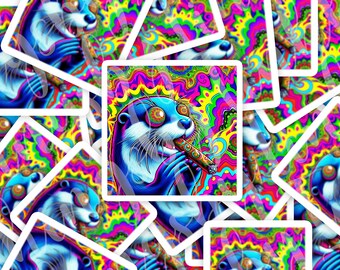 VOORAFGAANDE BESTELLING!! Psychadelic Stoner Otter Sticker, Stickers, Vinyl Stickers, Stoner, 420, Otter