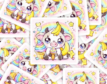 Süße Moo-nana Kuh Sticker {Vinyl Sticker, Laptop Sticker, Kawaii Sticker, Kawaii, Kühe, Banane, süße Sticker}