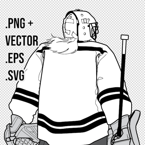 HOCKEY GOALIE GIRL from behind with ponytail, Vector eps svg png, Goaltender woman back, Goaler, Goalkeeper, Create custom gifts for players