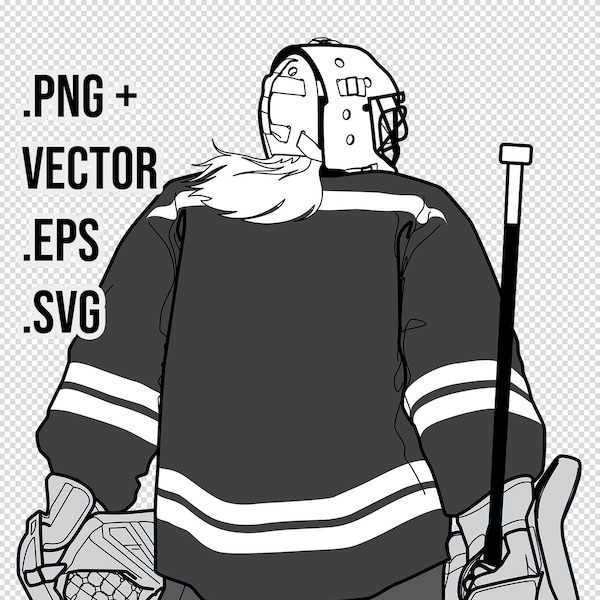 HOCKEY GOALIE GIRL from behind with ponytail, Vector eps svg png, Goaltender woman back, Goaler, Goalkeeper, Create custom gifts for players