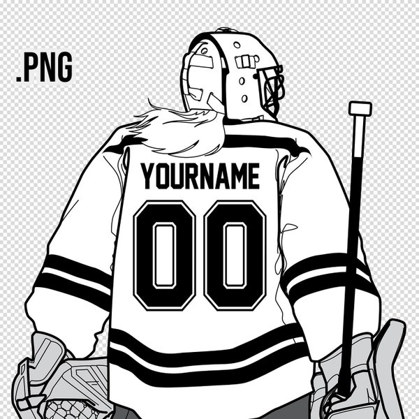 HOCKEY GOALIE GIRL from behind, Personalized with Name and Team #Number on the Back, Goaltender, Goaler, Goalkeeper, Custom transparent png
