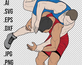 WRESTLING 1 line drawing illustration, WRESTLERS, Greco roman, freestyle, classical, duel, fight, sketch, outline, vector, PNG, download