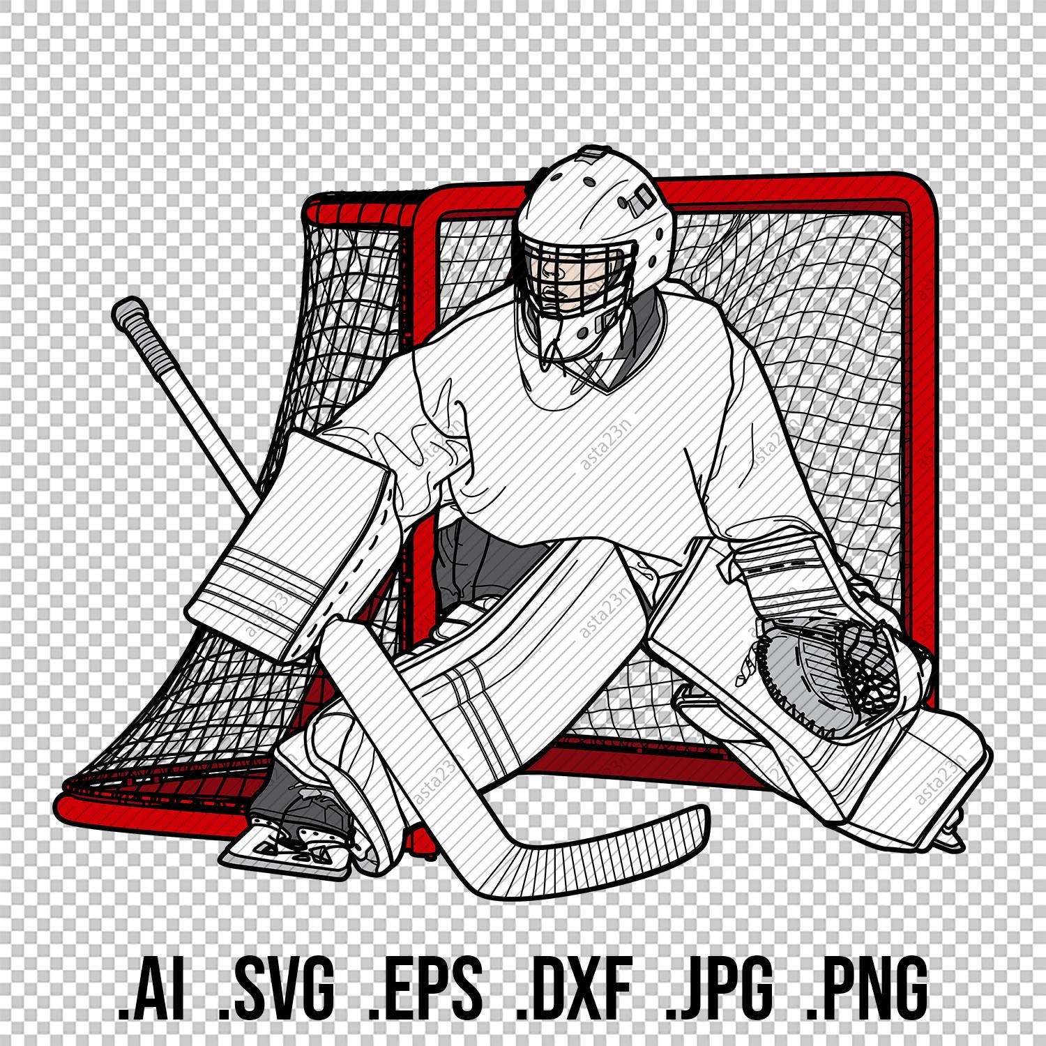Hockey GOALIE in GOAL NET, Front View Goalkeeper, Goaltender, Youth Minor  Kid Child, Line Drawing Art Vector Ai Svg Eps Dxf Jpg Png Download - Etsy, image size:1500x1500