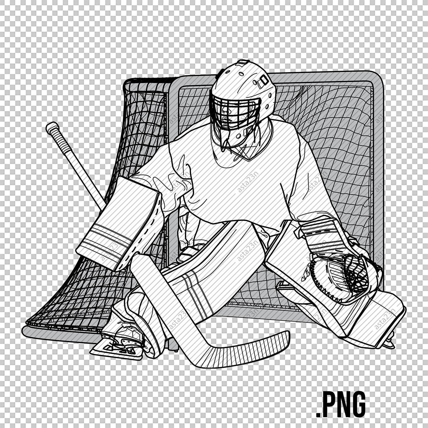 Hockey GOALIE in GOAL NET, Front View Goalkeeper, Goaltender, Youth Minor  Kid Child, Line Drawing Art Vector Ai Svg Eps Dxf Jpg Png Download - Etsy, image size:1500x1500