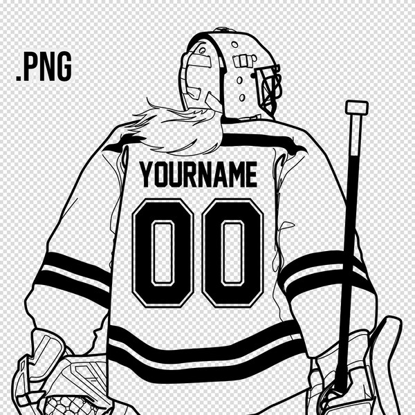 HOCKEY GOALIE GIRL from behind, Personalized with Name and Team #Number on the Back, Goaltender, Goaler, Goalkeeper, Custom transparent png