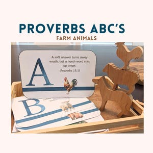Tarjetas de memoria bíblica ABC/Proverbios/ Memoria bíblica para niños/ versículos de memoria del alfabeto/ canasta de la mañana/memorización de las Escrituras/tarjetas bíblicas/granja