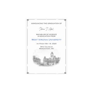 West Virginia Collegiate Personalizado Personalizado Anúncios de formatura JMV Designs Original Rendering Old Main