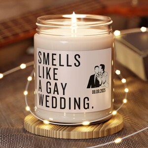 Bougie de mariage gay, cadeau de décoration de mariage personnalisé de même sexe, cadeau pour couple de même sexe, bougie cadeau de fête de mariage fierté, bougie d'unité de mariage