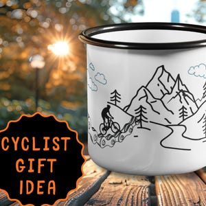 Adventure Cycling Camp Mug for Riders, Bicycle Lover Gift, Outdoorsy Rider Gift, Enamel Mug , Cyclists Gift