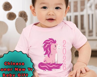 2026 Fire Horse Baby Bodysuit, Lunar New Year Infant Outfit, Chinese Zodiac Gift, Chinese New Year Baby Gift, Infant Gift