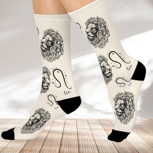Leo Zodiac Socks: Lion Print Birthday Gift