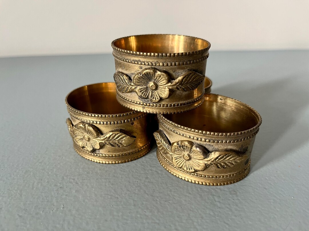 VINTAGE BRASS NAPKIN Rings Antique Brass Table Accessorys Etsy