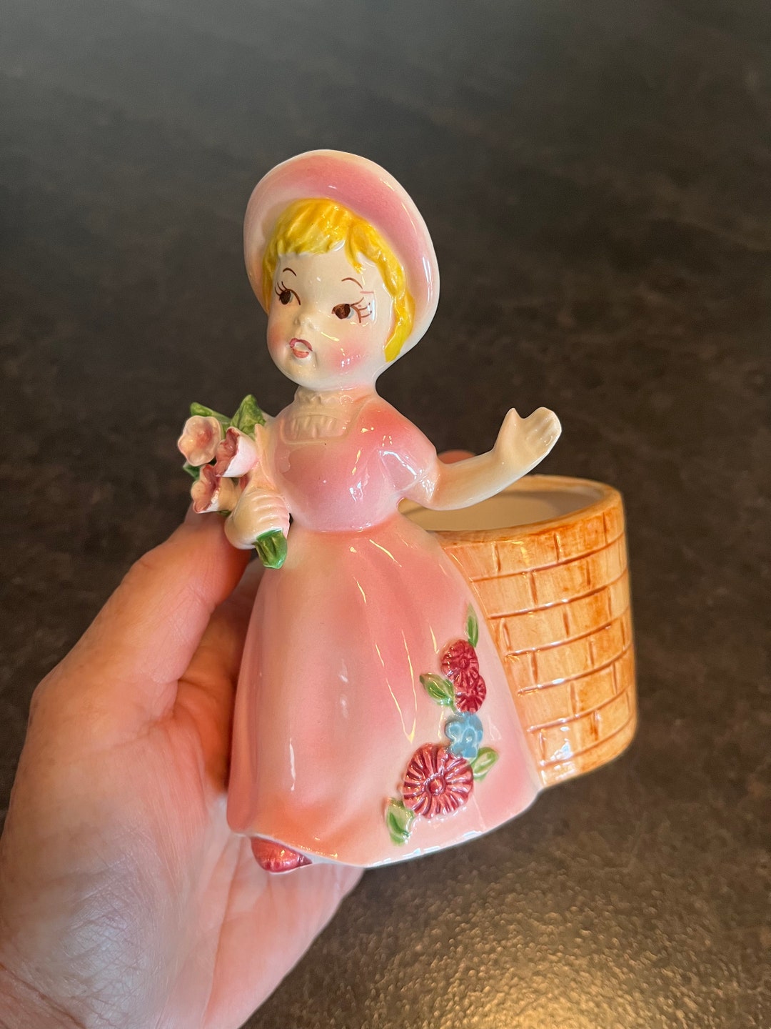 VINTAGE JAPAN FIGURINE Ceramic Hand Painted Porcelain Girl & Etsy