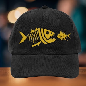 Vintage Embroidered Corduroy Ball Cap: Poker Shark Gift