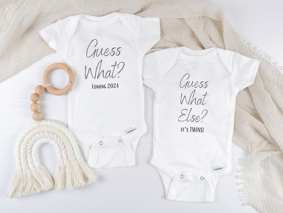 Guess What Baby Announcement Onesie Twins Etsy