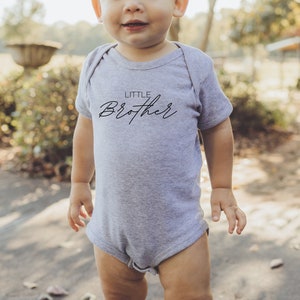 Little Brother Onesie Infant Bodysuit Baby Announcement Sibling Shirts Matching Family Photos Pregnancy Reveal Onsie