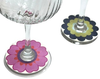 Wine Glass Seed Paper Charms / Stemware ID Rings