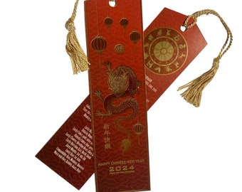 Red Chinese New Year Bookmark - Year of the Dragon