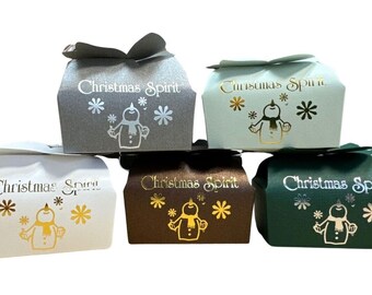 Christmas Spirit - Christmas Favor Box - Foil Design & Assorted Colors - Fill with Treats