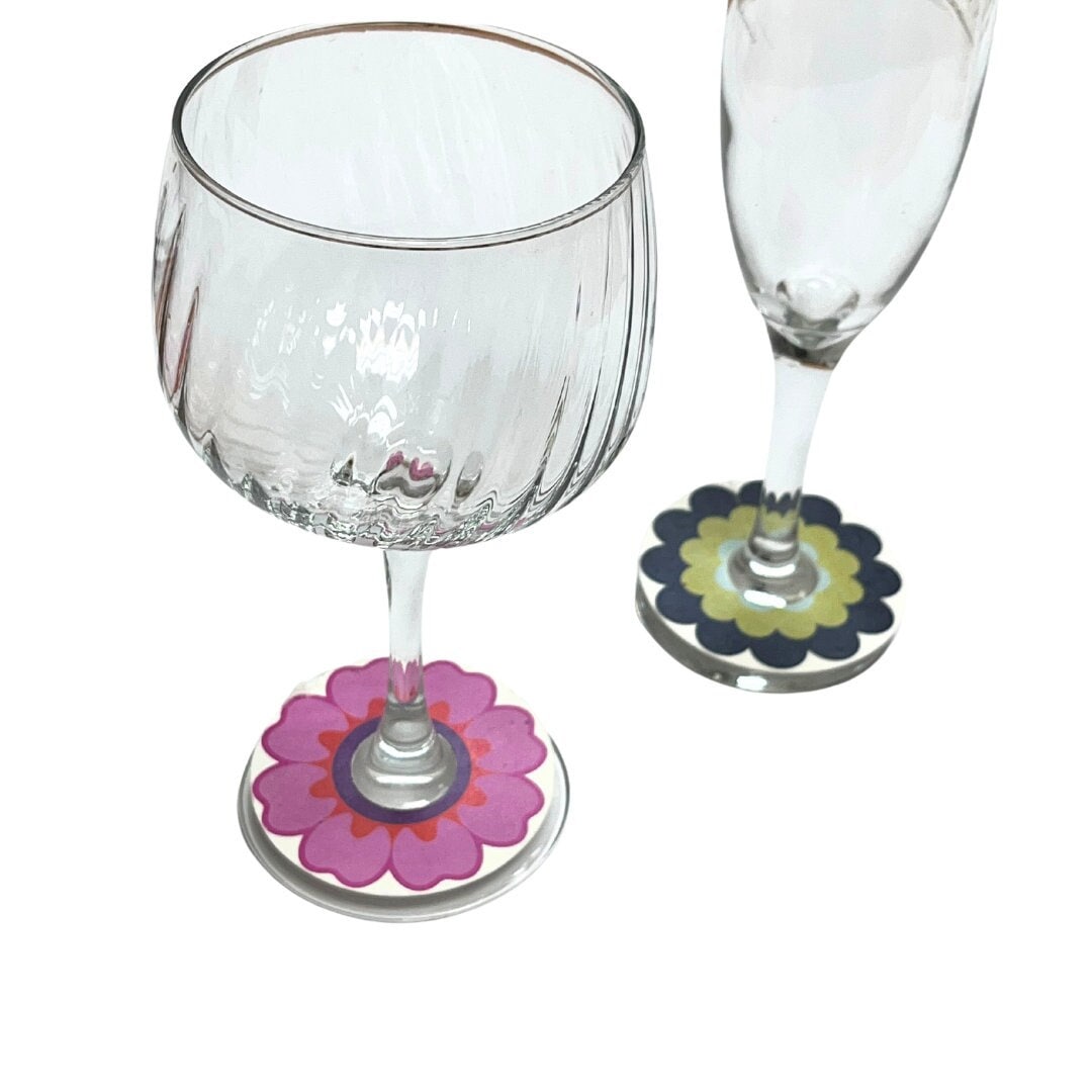 Wine Glass Seed Paper Charms / Stemware ID Rings Etsy