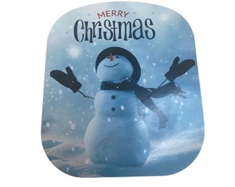 Happy Snowman "Merry Christmas" Label - 3" Rounded Edge Beverage Label / Sticker